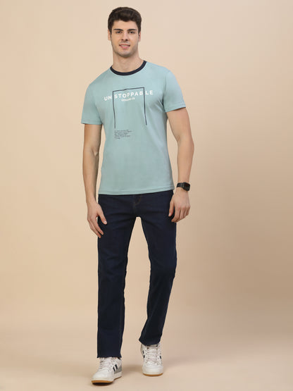 T-Shirt for Men | Breathable & Soft with Color Fastness Regular Fit Round Neck Poly Cotton Fabric Printed Pattern