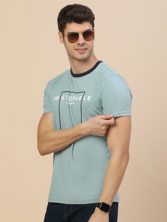 T-Shirt for Men | Breathable & Soft with Color Fastness Regular Fit Round Neck Poly Cotton Fabric Printed Pattern