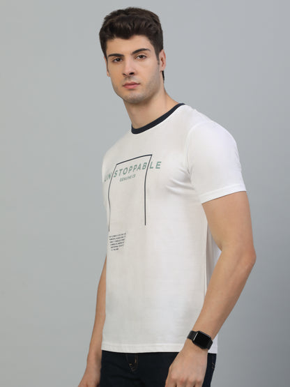 T-Shirt for Men | Breathable & Soft with Color Fastness Regular Fit Round Neck Poly Cotton Fabric Printed Pattern