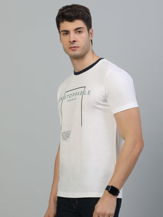 T-Shirt for Men | Breathable & Soft with Color Fastness Regular Fit Round Neck Poly Cotton Fabric Printed Pattern