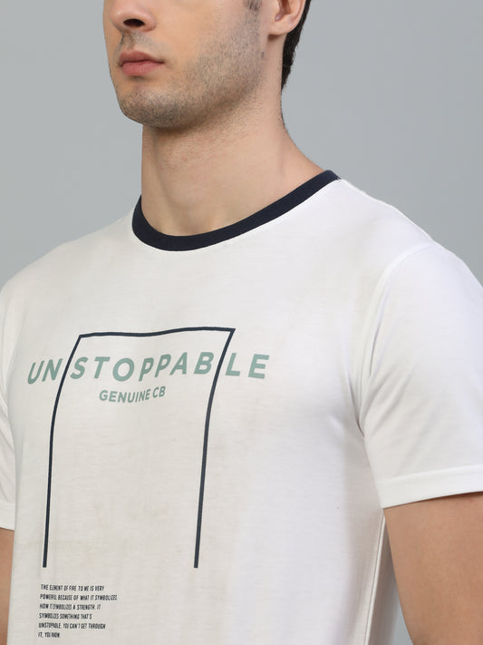T-Shirt for Men | Breathable & Soft with Color Fastness Regular Fit Round Neck Poly Cotton Fabric Printed Pattern