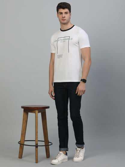 T-Shirt for Men | Breathable & Soft with Color Fastness Regular Fit Round Neck Poly Cotton Fabric Printed Pattern