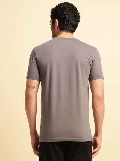 T-Shirt for Men | Breathable & Soft with Color Fastness Regular Fit Round Neck Poly Cotton Fabric Printed Pattern