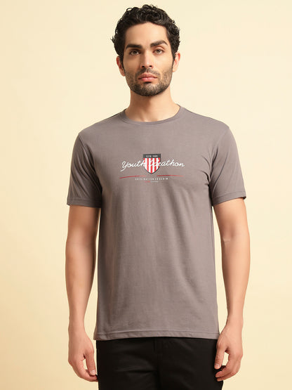 T-Shirt for Men | Breathable & Soft with Color Fastness Regular Fit Round Neck Poly Cotton Fabric Printed Pattern