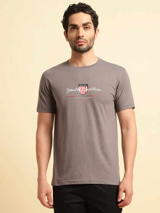 T-Shirt for Men | Breathable & Soft with Color Fastness Regular Fit Round Neck Poly Cotton Fabric Printed Pattern