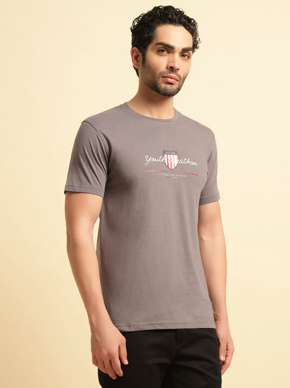 T-Shirt for Men | Breathable & Soft with Color Fastness Regular Fit Round Neck Poly Cotton Fabric Printed Pattern