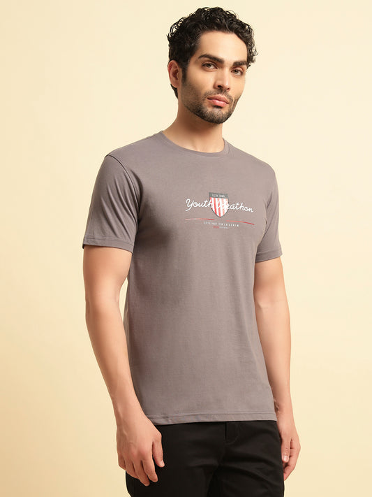 T-Shirt for Men | Breathable & Soft with Color Fastness Regular Fit Round Neck Poly Cotton Fabric Printed Pattern