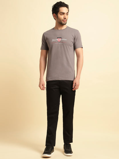 T-Shirt for Men | Breathable & Soft with Color Fastness Regular Fit Round Neck Poly Cotton Fabric Printed Pattern