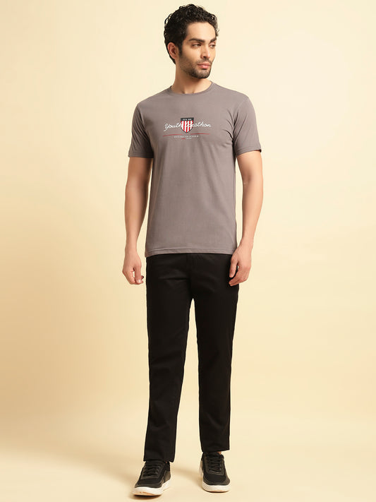 T-Shirt for Men | Breathable & Soft with Color Fastness Regular Fit Round Neck Poly Cotton Fabric Printed Pattern