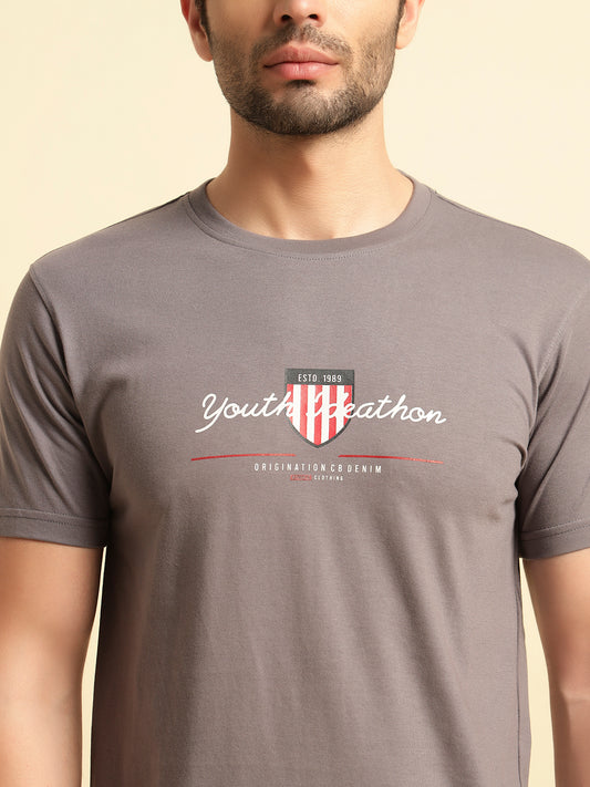 T-Shirt for Men | Breathable & Soft with Color Fastness Regular Fit Round Neck Poly Cotton Fabric Printed Pattern