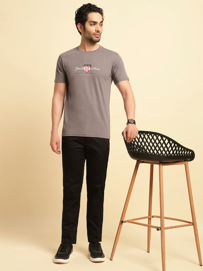 T-Shirt for Men | Breathable & Soft with Color Fastness Regular Fit Round Neck Poly Cotton Fabric Printed Pattern