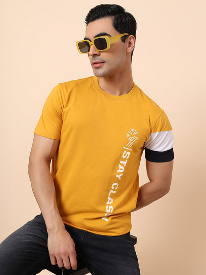 T-Shirt for Men | Breathable & Soft with Color Fastness Regular Fit Round Neck Poly Cotton Fabric Printed Pattern
