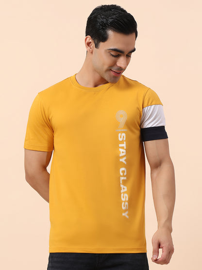 T-Shirt for Men | Breathable & Soft with Color Fastness Regular Fit Round Neck Poly Cotton Fabric Printed Pattern