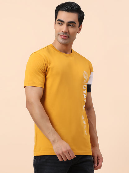 T-Shirt for Men | Breathable & Soft with Color Fastness Regular Fit Round Neck Poly Cotton Fabric Printed Pattern