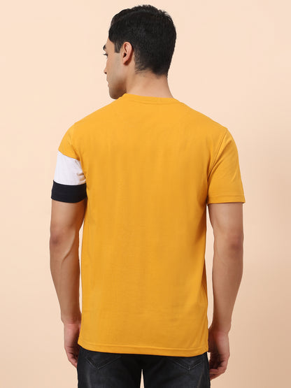 T-Shirt for Men | Breathable & Soft with Color Fastness Regular Fit Round Neck Poly Cotton Fabric Printed Pattern