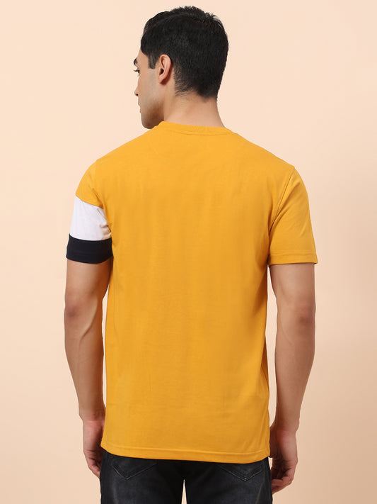 T-Shirt for Men | Breathable & Soft with Color Fastness Regular Fit Round Neck Poly Cotton Fabric Printed Pattern