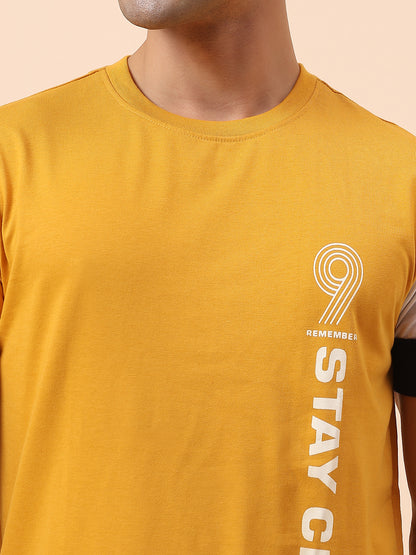 T-Shirt for Men | Breathable & Soft with Color Fastness Regular Fit Round Neck Poly Cotton Fabric Printed Pattern