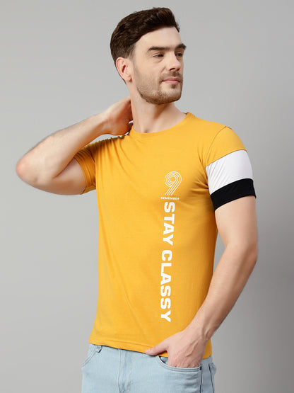Cantabil Men Mustard T-Shirt (7113884270731)