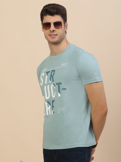 T-Shirt for Men | Breathable & Soft with Color Fastness Regular Fit Round Neck Poly Cotton Fabric Printed Pattern
