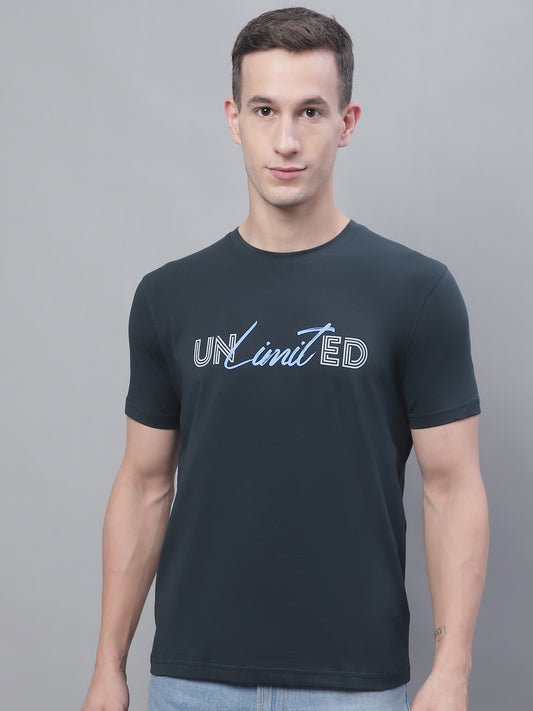 Cantabil Men Bottle Green Round Neck T-Shirt (7136115490955)