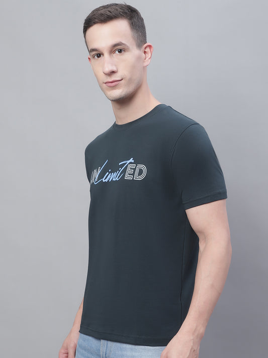 Cantabil Men Bottle Green Round Neck T-Shirt (7136115490955)