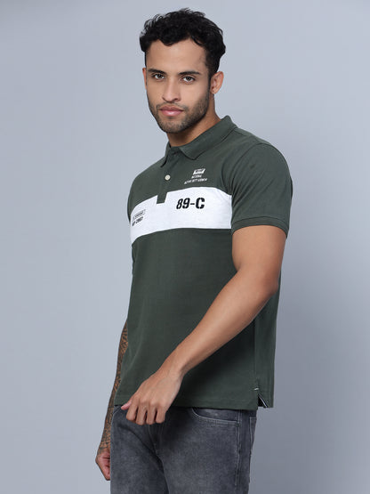 Cantabil Men Polo Neck Olive T-Shirt (7134716100747)