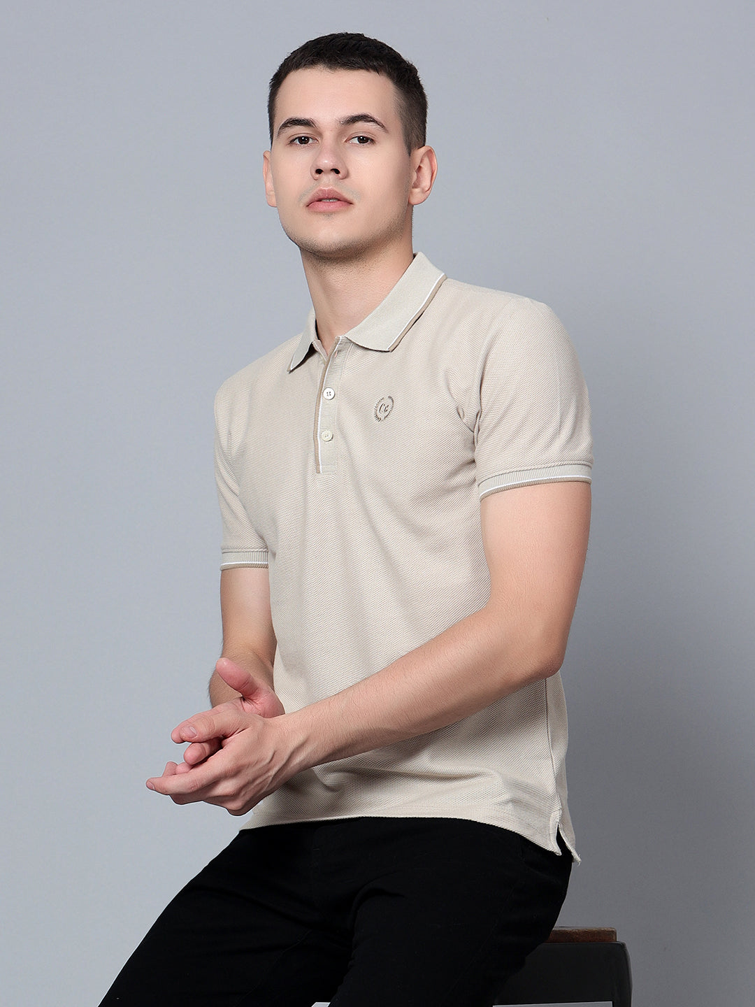 Cantabil Men Beige Polo T-Shirt (7134077124747)