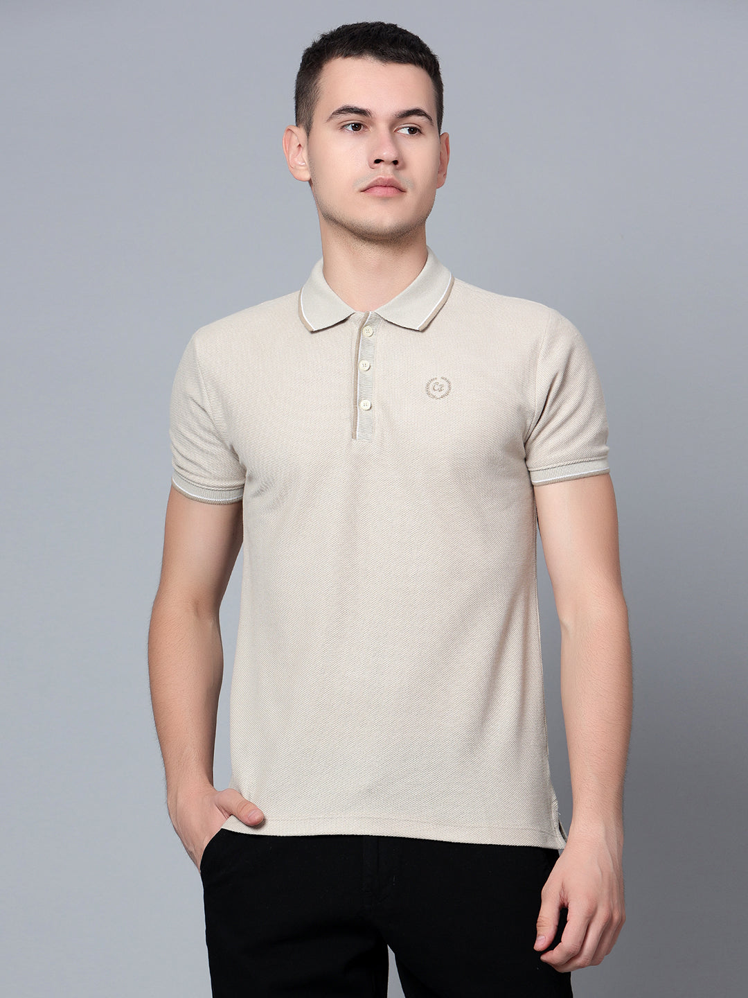 Cantabil Men Beige Polo T-Shirt (7134077124747)