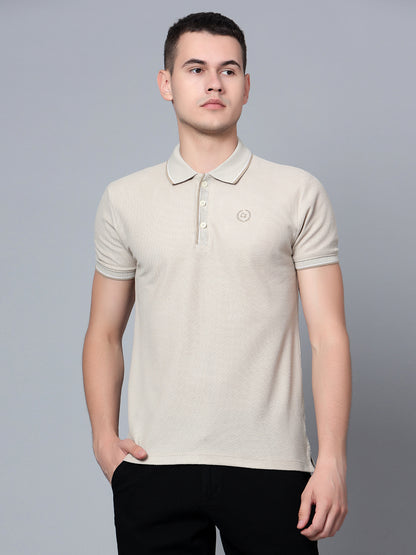 Cantabil Men Beige Polo T-Shirt (7134077124747)