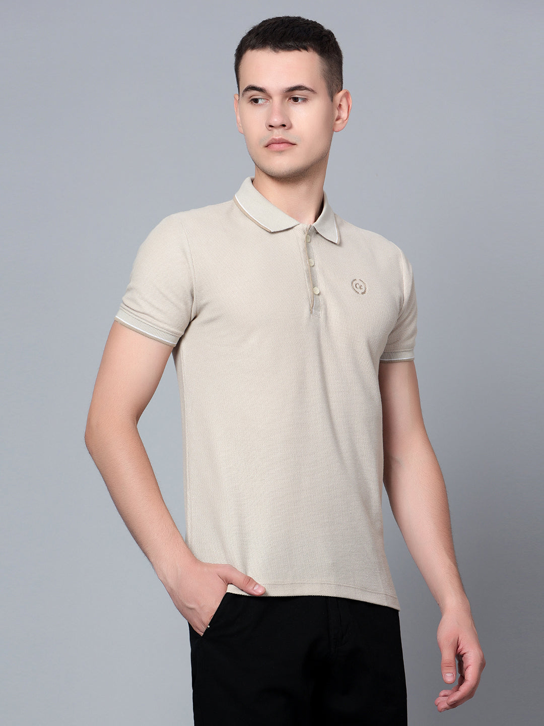 Cantabil Men Beige Polo T-Shirt (7134077124747)