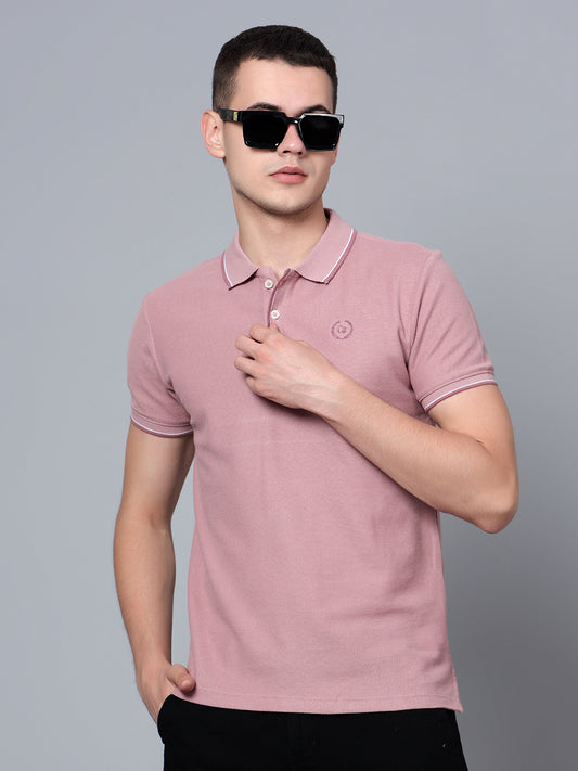Cantabil Men Dusty Pink Polo T-Shirt (7134077354123)