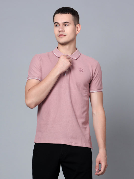 Cantabil Men Dusty Pink Polo T-Shirt (7134077354123)