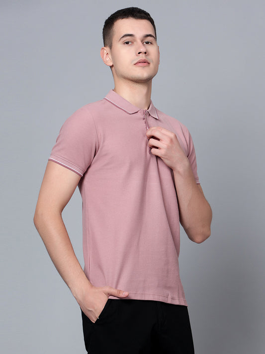 Cantabil Men Dusty Pink Polo T-Shirt (7134077354123)