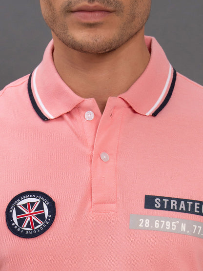 Men's Pink Regular Fit Solid Half Sleeve Casual T-Shirt