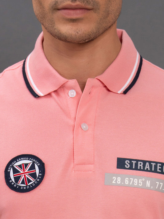 Men's Pink Regular Fit Solid Half Sleeve Casual T-Shirt