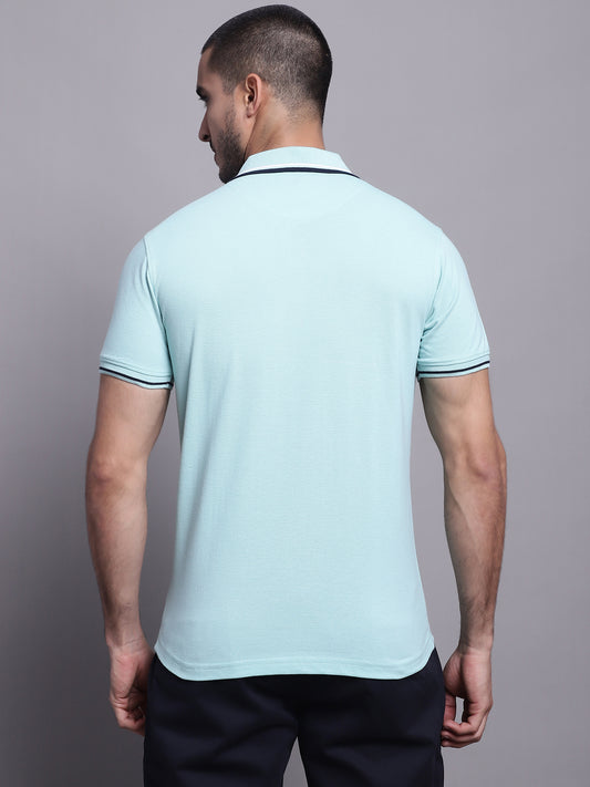 Cantabil Men Light Blue Casual T-Shirt (7143088193675)