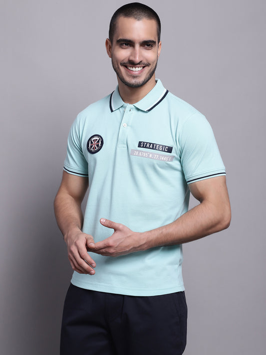 Cantabil Men Light Blue Casual T-Shirt (7143088193675)