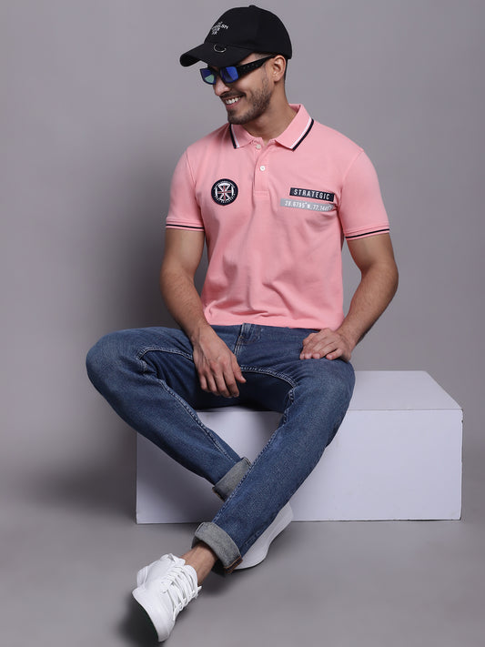 Cantabil Men Pink Casual T-Shirt (7143970635915)