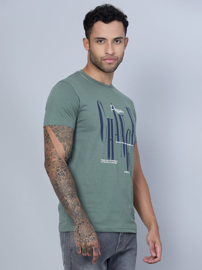 Cantabil Men Round Neck Green T-Shirt (7134716559499)