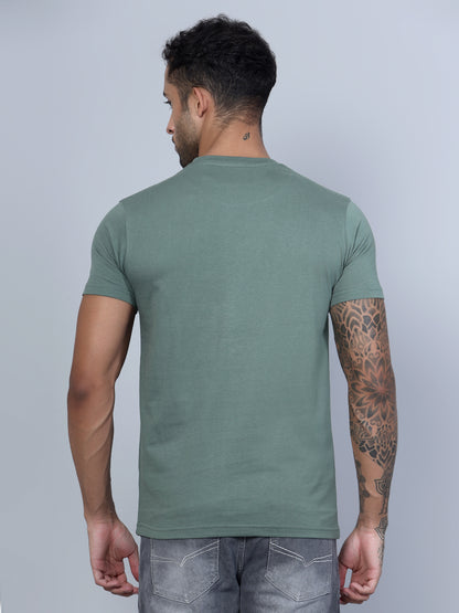 Cantabil Men Round Neck Green T-Shirt (7134716559499)