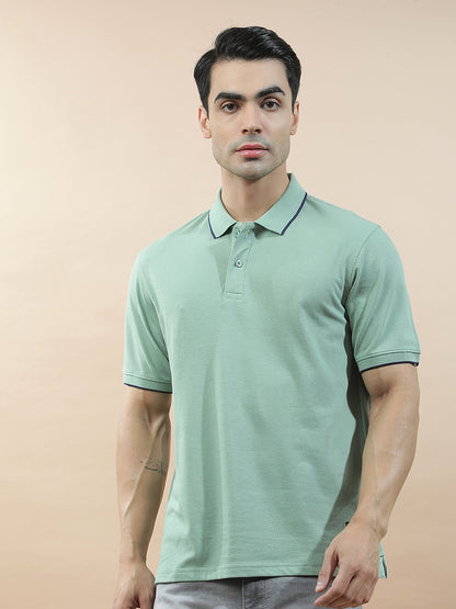 T-Shirt for Men | Breathable & Soft with Color Fastness Regular Fit Polo Neck Pure Cotton Fabric Solid Pattern
