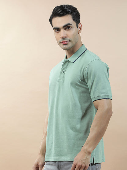 T-Shirt for Men | Breathable & Soft with Color Fastness Regular Fit Polo Neck Pure Cotton Fabric Solid Pattern