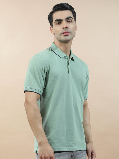 T-Shirt for Men | Breathable & Soft with Color Fastness Regular Fit Polo Neck Pure Cotton Fabric Solid Pattern