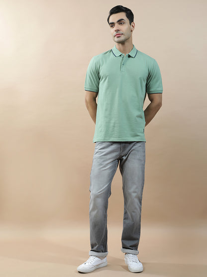 T-Shirt for Men | Breathable & Soft with Color Fastness Regular Fit Polo Neck Pure Cotton Fabric Solid Pattern