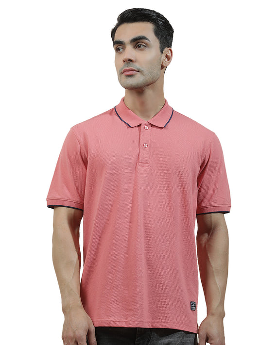Men's Pink Regular Fit Solid Half Sleeve Casual T-Shirt