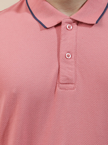 Men's Pink Regular Fit Solid Half Sleeve Casual T-Shirt