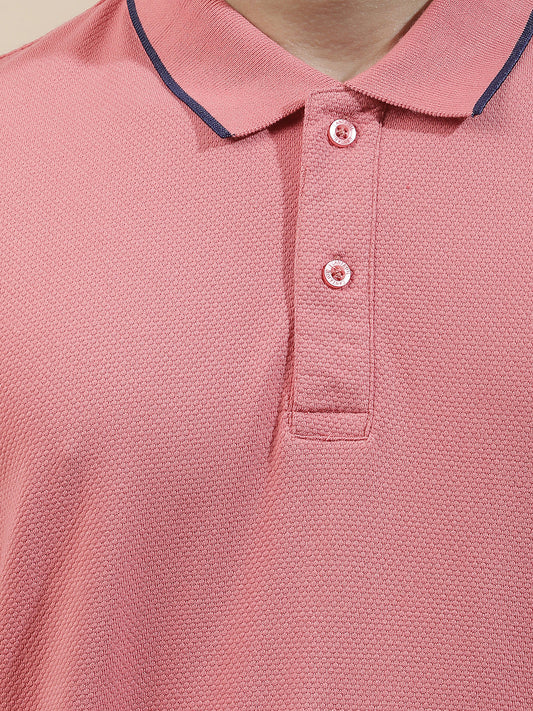 Men's Pink Regular Fit Solid Half Sleeve Casual T-Shirt