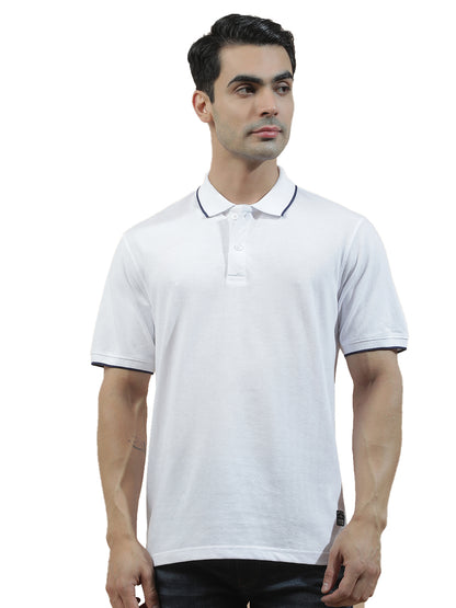 Men's White Regular Fit Solid Half Sleeve Casual T-Shirt
