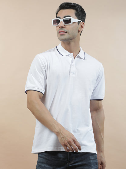 Men's White Regular Fit Solid Half Sleeve Casual T-Shirt