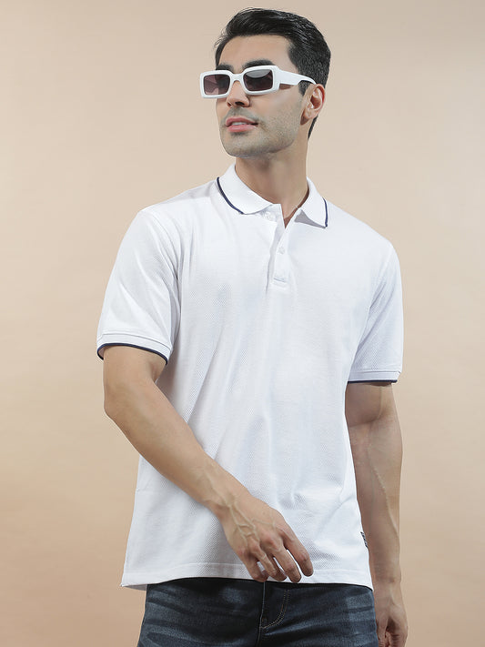 Men's White Regular Fit Solid Half Sleeve Casual T-Shirt